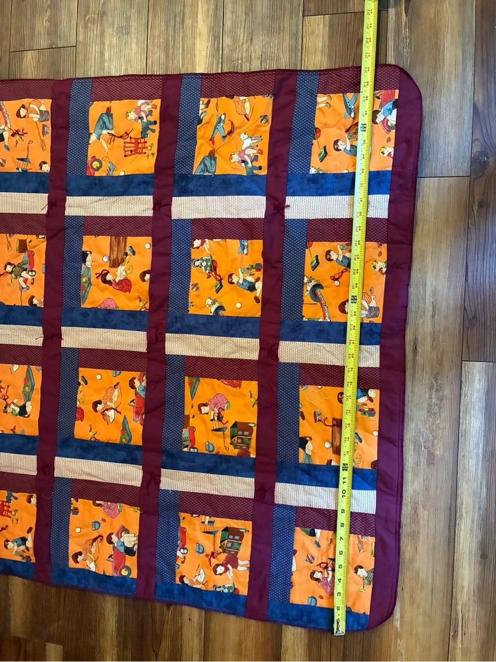 Vintage Handmade Patchwork Tied Quilt Kids Novelty Print 53x40